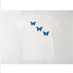 Blue butterfly T-shirt